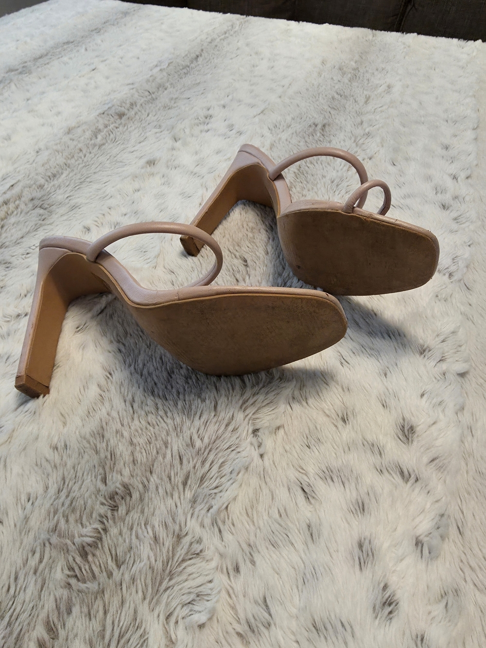 Blush Pink Strappy High Heel Mules 7.5 - Picture 7 of 7